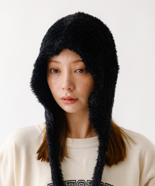 Ruben(ルーベン)の「【RUBEN/ルーベン】RUS-8355/シャギーボンネット/SHAGGY BONNET/帽子/もこもこ/ふわふわ【WEB限定】(ニットキャップ/ビーニー・レディース・ブラック/ベージュ/アイボリー・フリー)」の5枚目の写真
