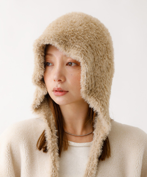 Ruben(ルーベン)の「【RUBEN/ルーベン】RUS-8355/シャギーボンネット/SHAGGY BONNET/帽子/もこもこ/ふわふわ【WEB限定】(ニットキャップ/ビーニー・レディース・ブラック/ベージュ/アイボリー・フリー)」の6枚目の写真