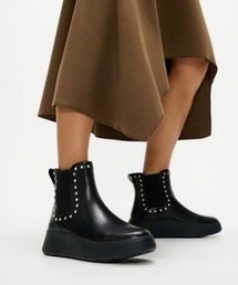 【fitflop】F-MODE GEM-TRIM LEATHER FLATFORM CHELSEA BOOTS