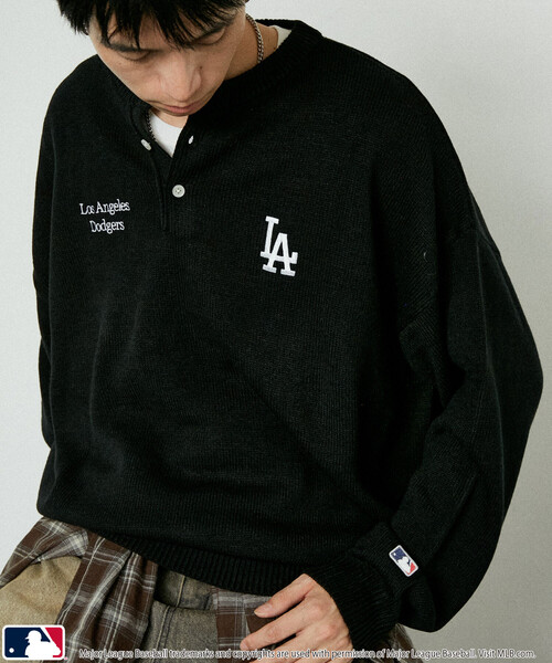 セール】MLB/メジャーリーグベースボール 別注 HENRY NECK KNIT TOPS