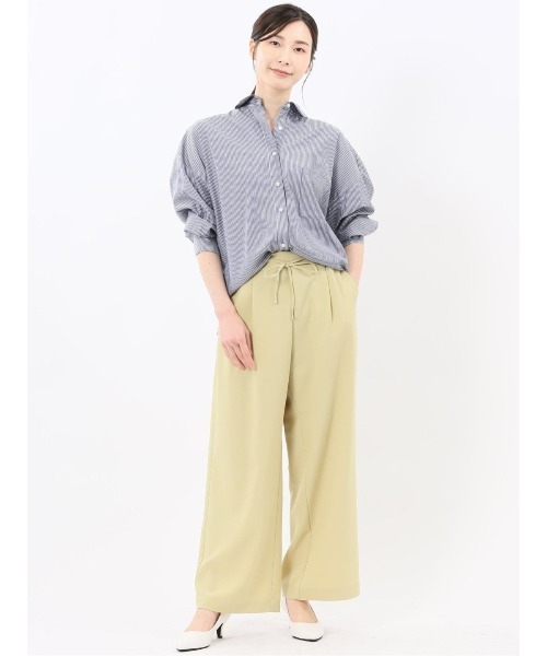 m.f.editorial（エムエフエディトリアル）の「【ストレッチ UVカット イージーケア】m.f.エディトリアル レディース ドライタッチ カルゼ イージーパンツ（スラックス・レディース・イエロー/サックスブルー・LARGE/MEDIUM）」の8枚目の写真