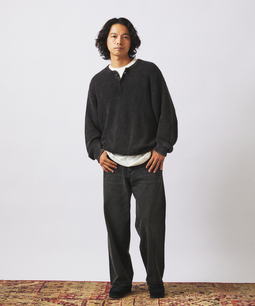 JOURNAL STANDARD relume（ジャーナルスタンダード　レリューム）の「フェードコットン ヘンリーネックニット（ニット/セーター・メンズ・ボルドー/グリーン/ブラウン/ブラック・LARGE/MEDIUM）」の18枚目の写真