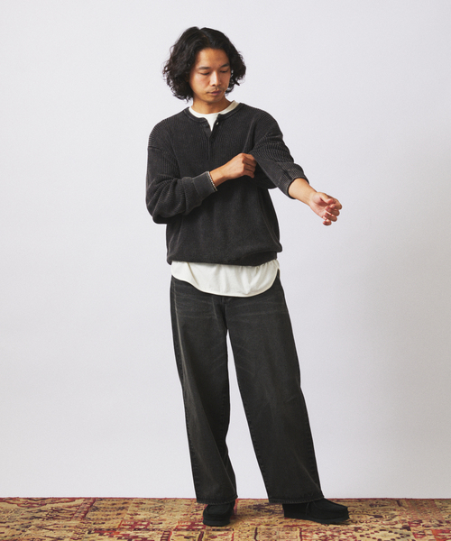 JOURNAL STANDARD relume（ジャーナルスタンダード　レリューム）の「フェードコットン ヘンリーネックニット（ニット/セーター・メンズ・ボルドー/グリーン/ブラウン/ブラック・LARGE/MEDIUM）」の20枚目の写真