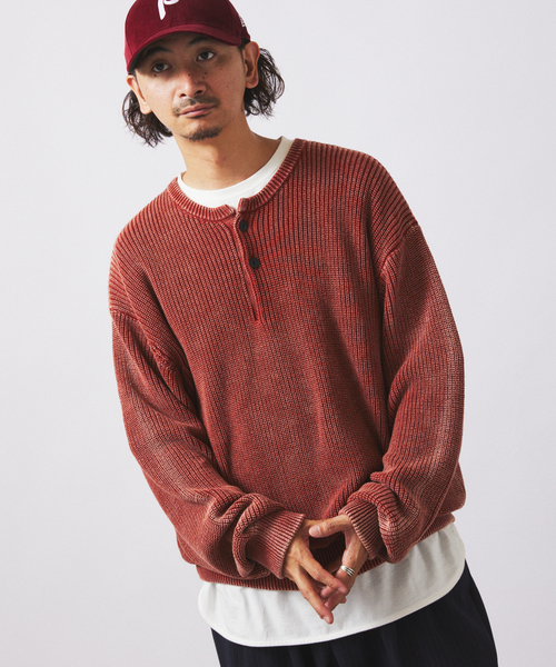 セール】フェードコットン ヘンリーネックニット（ニット/セーター