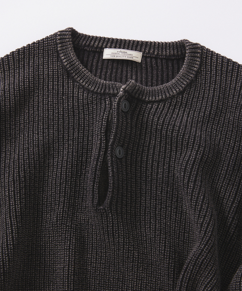 JOURNAL STANDARD relume（ジャーナルスタンダード　レリューム）の「フェードコットン ヘンリーネックニット（ニット/セーター・メンズ・ボルドー/グリーン/ブラウン/ブラック・LARGE/MEDIUM）」の9枚目の写真