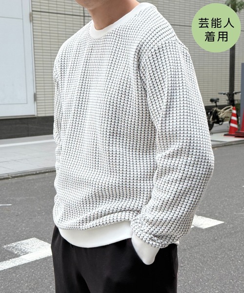 ikka(イッカ)の「【芸能人着用】ビッグワッフルクルーネックプルオーバー(スウェット・メンズ・ブラック/ワイン/グレー/ネイビー/ベージュ/ホワイト・M/L/XL/S)」の2枚目の写真