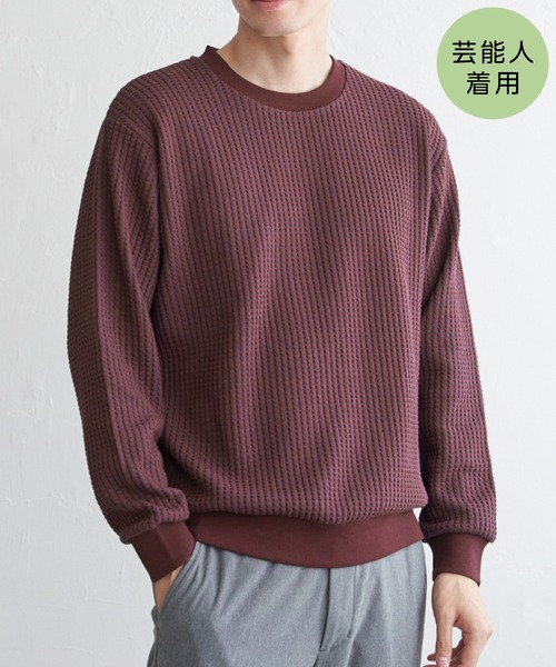 ikka(イッカ)の「【芸能人着用】ビッグワッフルクルーネックプルオーバー(スウェット・メンズ・ブラック/ワイン/グレー/ネイビー/ベージュ/ホワイト・M/L/XL/S)」の6枚目の写真
