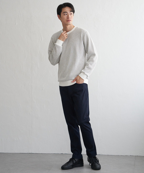 ikka(イッカ)の「【芸能人着用】ビッグワッフルクルーネックプルオーバー(スウェット・メンズ・ブラック/ワイン/グレー/ネイビー/ベージュ/ホワイト・M/L/XL/S)」の14枚目の写真