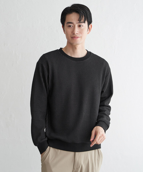 ikka(イッカ)の「【芸能人着用】ビッグワッフルクルーネックプルオーバー(スウェット・メンズ・ブラック/ワイン/グレー/ネイビー/ベージュ/ホワイト・M/L/XL/S)」の15枚目の写真