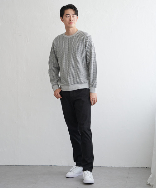 ikka(イッカ)の「【芸能人着用】ビッグワッフルクルーネックプルオーバー(スウェット・メンズ・ブラック/ワイン/グレー/ネイビー/ベージュ/ホワイト・M/L/XL/S)」の19枚目の写真