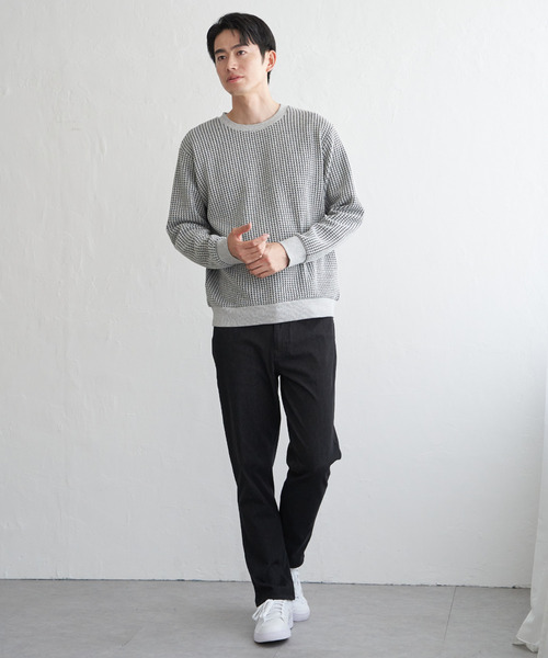 ikka(イッカ)の「【芸能人着用】ビッグワッフルクルーネックプルオーバー(スウェット・メンズ・ブラック/ワイン/グレー/ネイビー/ベージュ/ホワイト・M/L/XL/S)」の20枚目の写真
