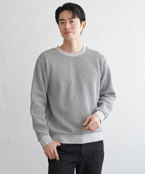 ikka(イッカ)の「【芸能人着用】ビッグワッフルクルーネックプルオーバー(スウェット・メンズ・ブラック/ワイン/グレー/ネイビー/ベージュ/ホワイト・M/L/XL/S)」の18枚目の写真