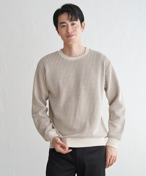 ikka(イッカ)の「【芸能人着用】ビッグワッフルクルーネックプルオーバー(スウェット・メンズ・ブラック/ワイン/グレー/ネイビー/ベージュ/ホワイト・M/L/XL/S)」の22枚目の写真