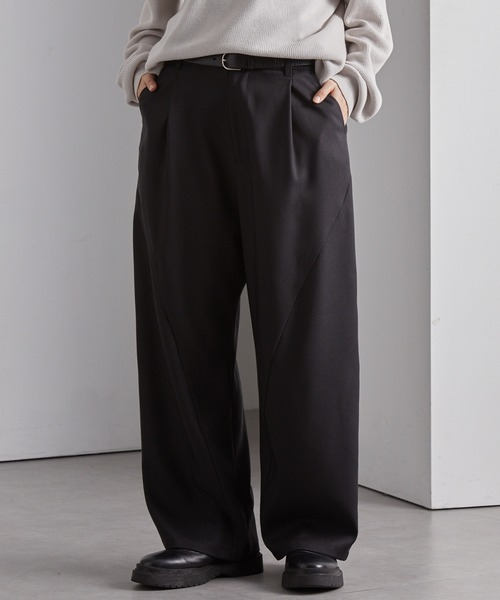 ウールライク カーブセミワイドタックスラックス MONO-MART│MONO-MART