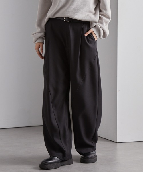 ウールライク カーブセミワイドタックスラックス MONO-MART│MONO-MART