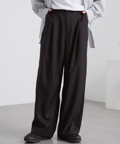 ウールライク カーブセミワイドタックスラックス MONO-MART│MONO-MART