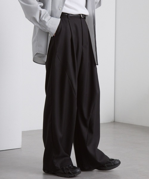 ウールライク カーブセミワイドタックスラックス MONO-MART│MONO-MART
