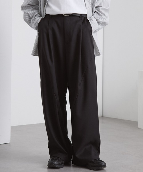 ウールライク カーブセミワイドタックスラックス MONO-MART│MONO-MART