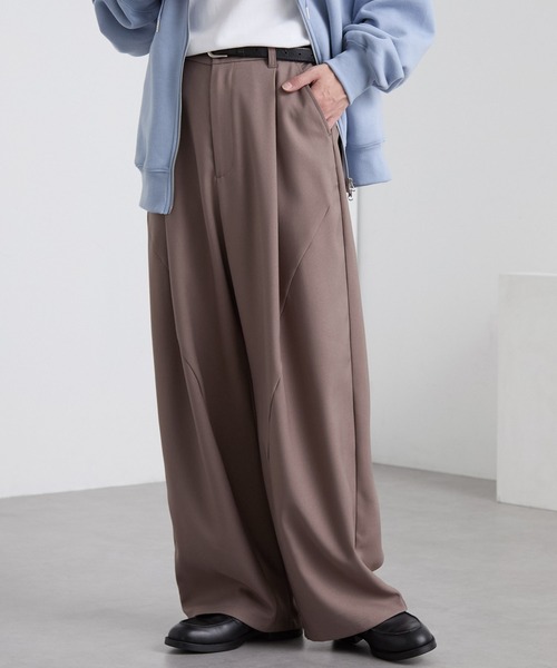 ウールライク カーブセミワイドタックスラックス MONO-MART│MONO-MART