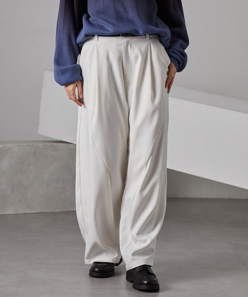 ウールライク カーブセミワイドタックスラックス MONO-MART│MONO-MART