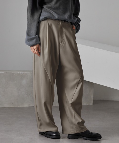 ウールライク カーブセミワイドタックスラックス MONO-MART│MONO-MART