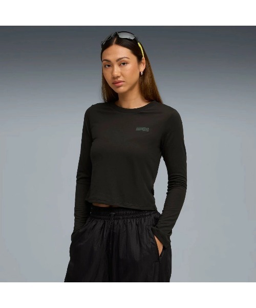PUMA(プーマ)の「PUMA PUMA x ROSE SLIM LONGSLEEVE TEE(プーマ プーマ x ロゼ スリム ロングスリーブ Tシャツ)(Tシャツ/カットソー・レディース・ホワイト系/ブラック系・SMALL/MEDIUM/LARGE)」の1枚目の写真