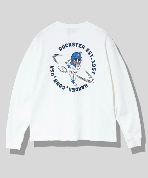 go slow caravan(ゴースローキャラバン)の「Duckster/ダックスター ヴィンテージ調 ワッフル L/S TEE(Timelyhit)(Tシャツ/カットソー・メンズ・ブラック/ホワイト・MEDIUM/X-LARGE/LARGE)」の1枚目の写真
