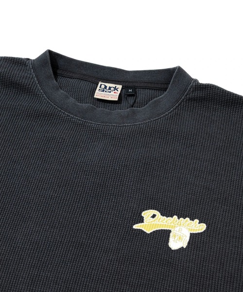 go slow caravan(ゴースローキャラバン)の「Duckster/ダックスター ヴィンテージ調 ワッフル L/S TEE(Timelyhit)(Tシャツ/カットソー・メンズ・ブラック/ホワイト・MEDIUM/X-LARGE/LARGE)」の4枚目の写真