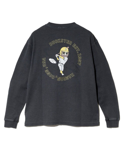 go slow caravan(ゴースローキャラバン)の「Duckster/ダックスター ヴィンテージ調 ワッフル L/S TEE(Timelyhit)(Tシャツ/カットソー・メンズ・ブラック/ホワイト・MEDIUM/X-LARGE/LARGE)」の10枚目の写真