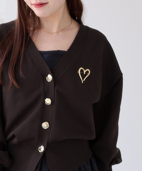 VIS(ビス)の「【WEB限定】メタル釦オーバーサイズカーディガン(カーディガン/ボレロ・レディース・ブラック/チャコールグレー/キナリ/ダークブラウン/ピンク・FREE)」の6枚目の写真