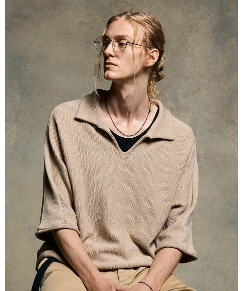 wjk(ダヴルジェイケイ)の「comfy skipper polo H/S(ポロシャツ・メンズ・ブラック/チャコールグレー/ベージュ・SMALL/MEDIUM/LARGE/X-LARGE)」の3枚目の写真