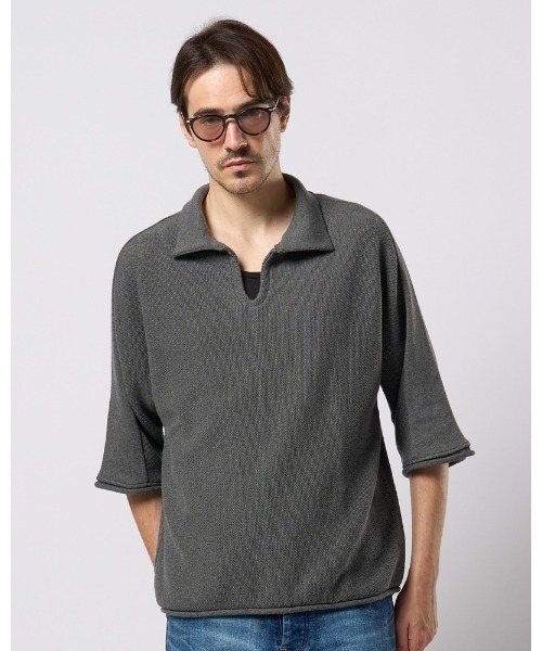 wjk(ダヴルジェイケイ)の「comfy skipper polo H/S(ポロシャツ・メンズ・ブラック/チャコールグレー/ベージュ・SMALL/MEDIUM/LARGE/X-LARGE)」の10枚目の写真