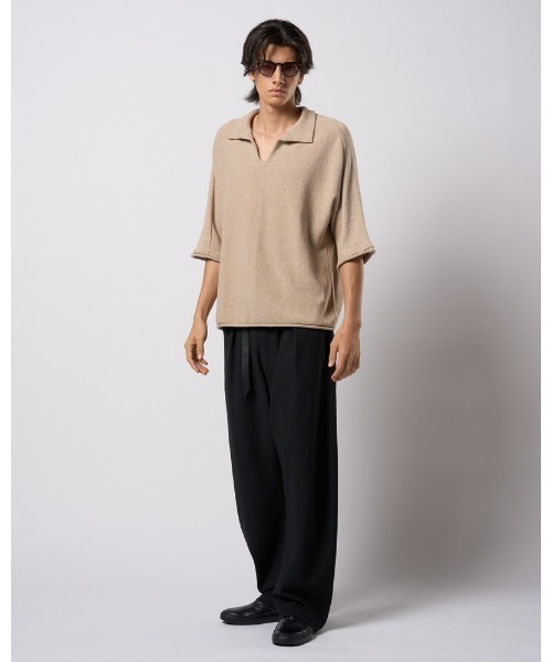 wjk(ダヴルジェイケイ)の「comfy skipper polo H/S(ポロシャツ・メンズ・ブラック/チャコールグレー/ベージュ・SMALL/MEDIUM/LARGE/X-LARGE)」の14枚目の写真