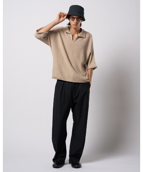 wjk(ダヴルジェイケイ)の「comfy skipper polo H/S(ポロシャツ・メンズ・ブラック/チャコールグレー/ベージュ・SMALL/MEDIUM/LARGE/X-LARGE)」の15枚目の写真