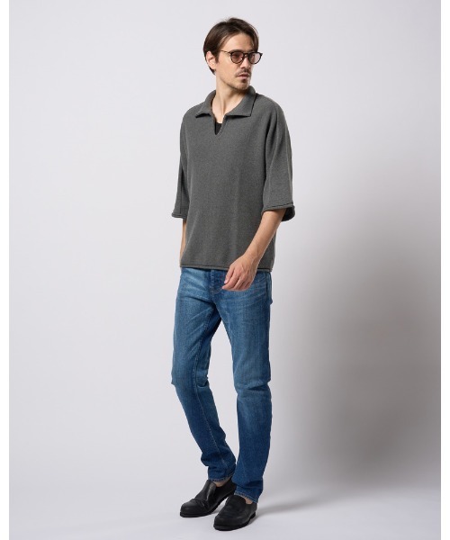 wjk(ダヴルジェイケイ)の「comfy skipper polo H/S(ポロシャツ・メンズ・ブラック/チャコールグレー/ベージュ・SMALL/MEDIUM/LARGE/X-LARGE)」の17枚目の写真