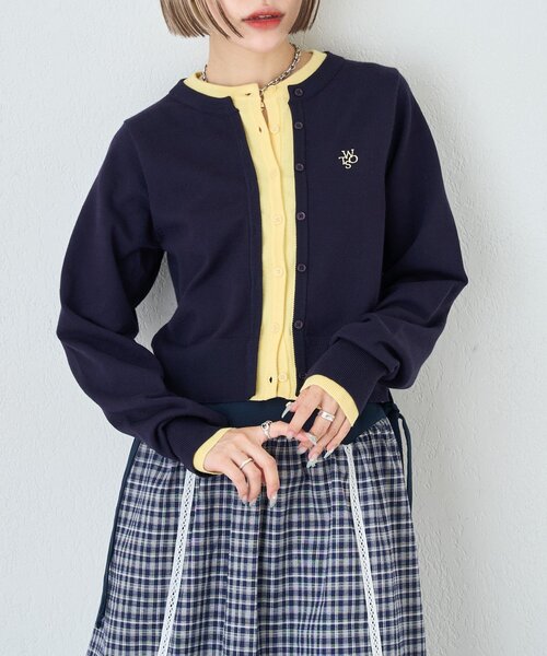 w closet(ダブルクローゼット)の「レイヤード刺繍カーディガン(カーディガン/ボレロ・レディース・ネイビー/レッド/ブラウン/ピンク/グレー/グリーン/レッド系その他・FREE)」の5枚目の写真