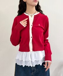 レイヤード刺繍カーディガン