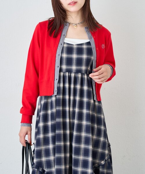 w closet(ダブルクローゼット)の「レイヤード刺繍カーディガン(カーディガン/ボレロ・レディース・ネイビー/レッド/ブラウン/ピンク/グレー/グリーン/レッド系その他・FREE)」の15枚目の写真