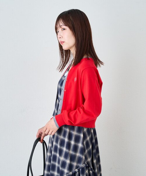 w closet(ダブルクローゼット)の「レイヤード刺繍カーディガン(カーディガン/ボレロ・レディース・ネイビー/レッド/ブラウン/ピンク/グレー/グリーン/レッド系その他・FREE)」の16枚目の写真