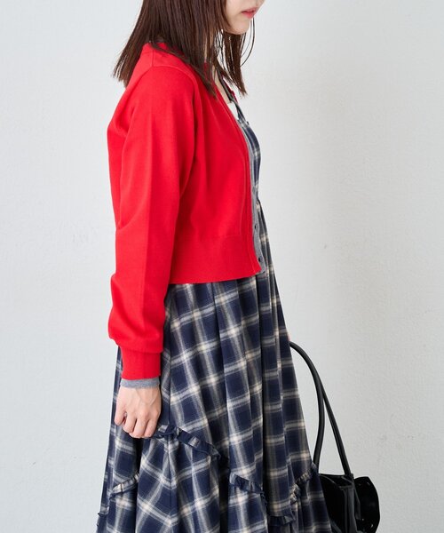 w closet(ダブルクローゼット)の「レイヤード刺繍カーディガン(カーディガン/ボレロ・レディース・ネイビー/レッド/ブラウン/ピンク/グレー/グリーン/レッド系その他・FREE)」の18枚目の写真