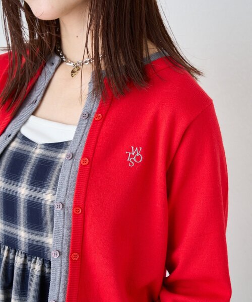 w closet(ダブルクローゼット)の「レイヤード刺繍カーディガン(カーディガン/ボレロ・レディース・ネイビー/レッド/ブラウン/ピンク/グレー/グリーン/レッド系その他・FREE)」の19枚目の写真