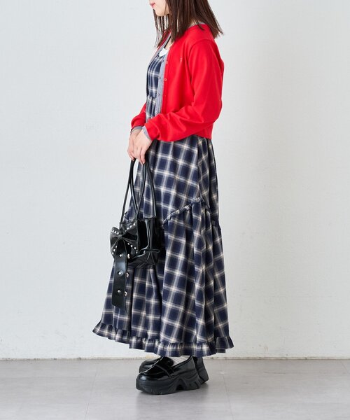 w closet(ダブルクローゼット)の「レイヤード刺繍カーディガン(カーディガン/ボレロ・レディース・ネイビー/レッド/ブラウン/ピンク/グレー/グリーン/レッド系その他・FREE)」の21枚目の写真