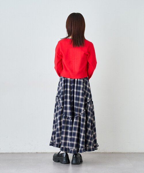 w closet(ダブルクローゼット)の「レイヤード刺繍カーディガン(カーディガン/ボレロ・レディース・ネイビー/レッド/ブラウン/ピンク/グレー/グリーン/レッド系その他・FREE)」の22枚目の写真