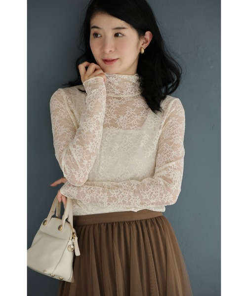 cawaii(カワイイ)の「コーデに溶け込む CAWAIIオリジナル 伸びやかレースインナー(Tシャツ/カットソー・レディース・ブラック/アイボリー・S~M/3L~4L/L~LL)」の3枚目の写真
