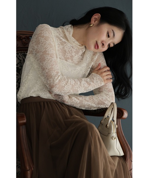 cawaii(カワイイ)の「コーデに溶け込む CAWAIIオリジナル 伸びやかレースインナー(Tシャツ/カットソー・レディース・ブラック/アイボリー・S~M/3L~4L/L~LL)」の5枚目の写真
