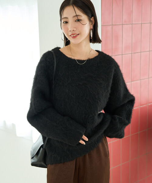 限定展開 ミックスシャギー ラグラン ニット プルオーバー（ニット