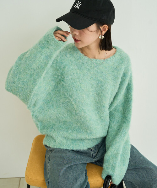FREAK'S STORE（フリークスストア）の「限定展開　ミックスシャギー ラグラン ニット プルオーバー（ニット/セーター・レディース・ピンク/グリーン/ブラック/ナチュラル/グレー・ﾌﾘ-）」の15枚目の写真