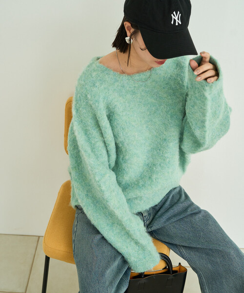 FREAK'S STORE（フリークスストア）の「限定展開　ミックスシャギー ラグラン ニット プルオーバー（ニット/セーター・レディース・ピンク/グリーン/ブラック/ナチュラル/グレー・ﾌﾘ-）」の17枚目の写真