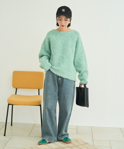 FREAK'S STORE（フリークスストア）の「限定展開　ミックスシャギー ラグラン ニット プルオーバー（ニット/セーター・レディース・ピンク/グリーン/ブラック/ナチュラル/グレー・ﾌﾘ-）」の18枚目の写真