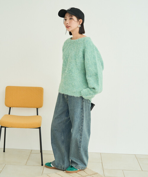 FREAK'S STORE（フリークスストア）の「限定展開　ミックスシャギー ラグラン ニット プルオーバー（ニット/セーター・レディース・ピンク/グリーン/ブラック/ナチュラル/グレー・ﾌﾘ-）」の20枚目の写真